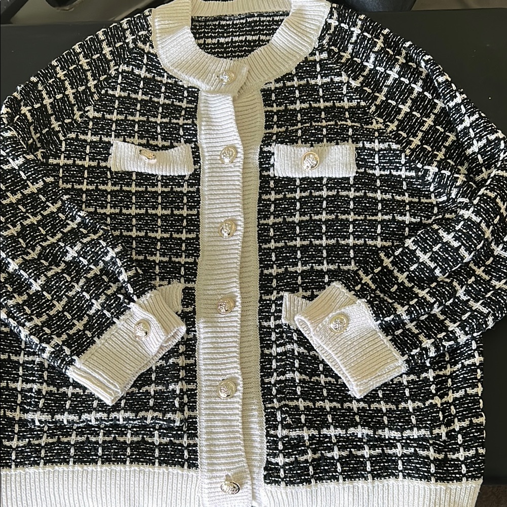 Chic Black and White Cardigan